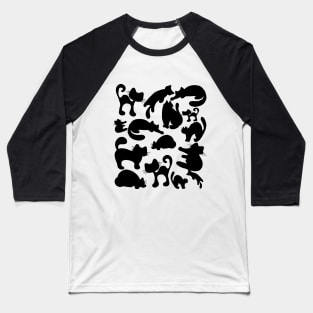 Black Cat Silhouette Pattern Baseball T-Shirt